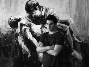 Paolo Maggis di fronte ad un suo quadro