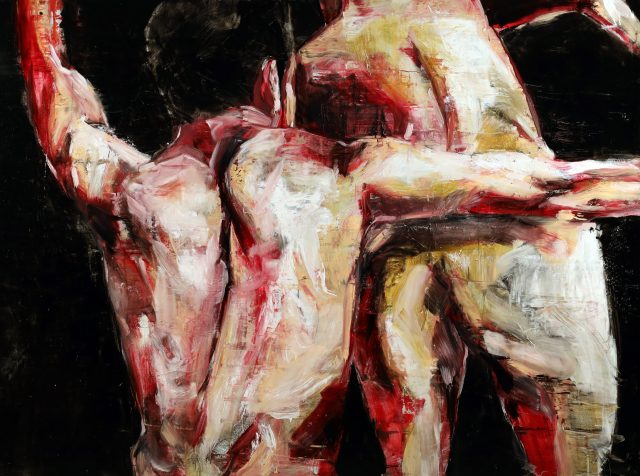 Paolo Maggis, Dark As Light, oil on canvas with abstract texture