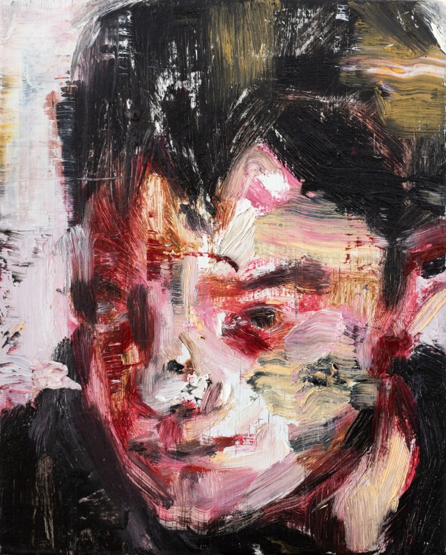 Paolo Maggis, Head, 2025, painting in oil on canvas, 22x27 cm, abstract figurative work