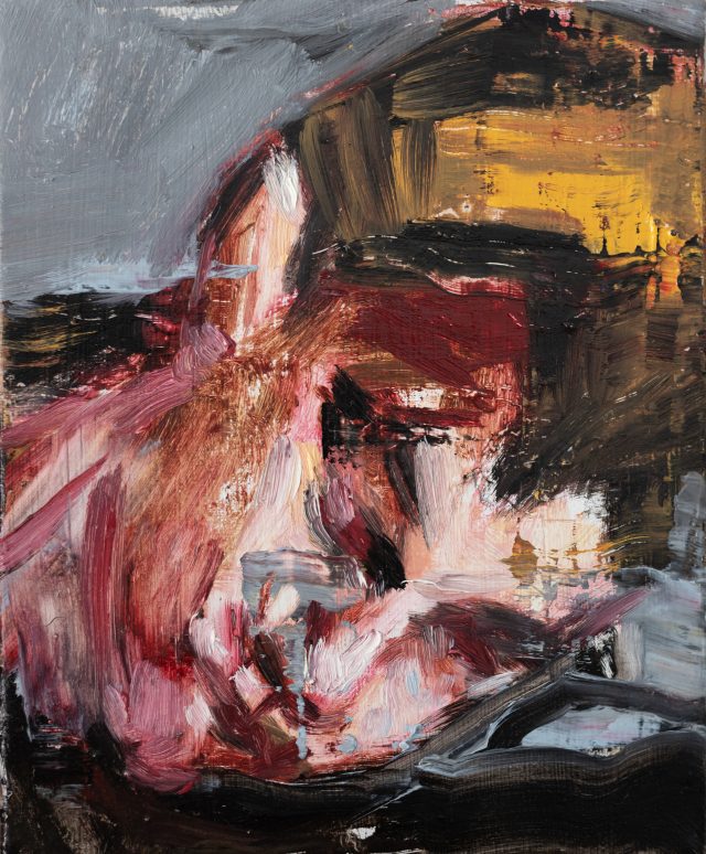 Paolo Maggis, Head, 2025, painting in oil on canvas, 22x27 cm, abstract figurative work