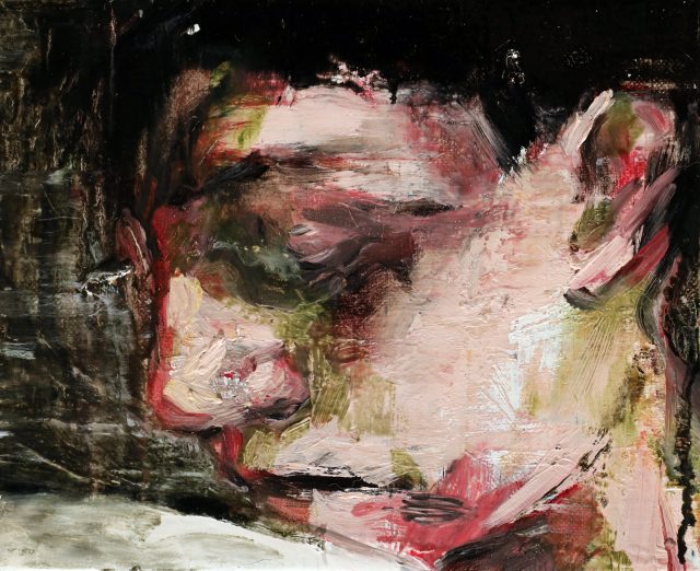 Paolo Maggis, Head, 2025, painting in oil on canvas, 27x22 cm, abstract figurative work