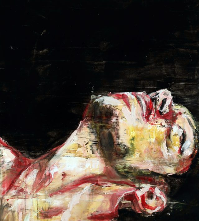 Paolo Maggis, Head, 2025, painting in oil on canvas, 83x93 cm, abstract figurative work