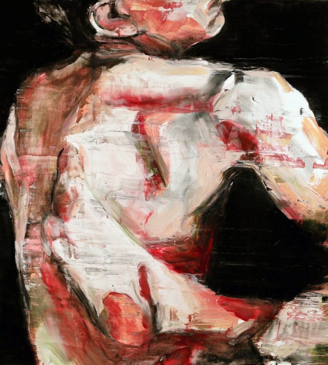 Paolo Maggis, The Feet, 2025, painting in oil on canvas, 83x93 cm, abstract figurative composition